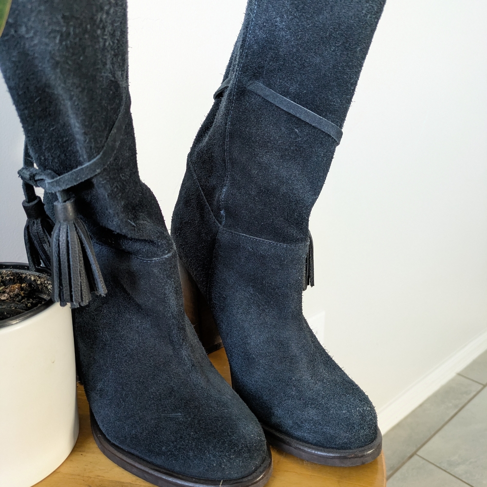 Stivali Navy Suede Tassel Boots - Picture 7 of 7